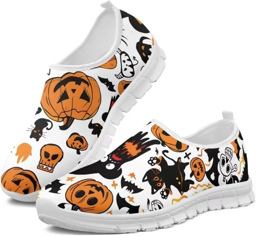 Jeiento Halloween Play Fashion Sneaker for Women Girls Lady Soft Shoes Party Shoes Lightweight/Breathable Walking Shoes Slip-On Loafers