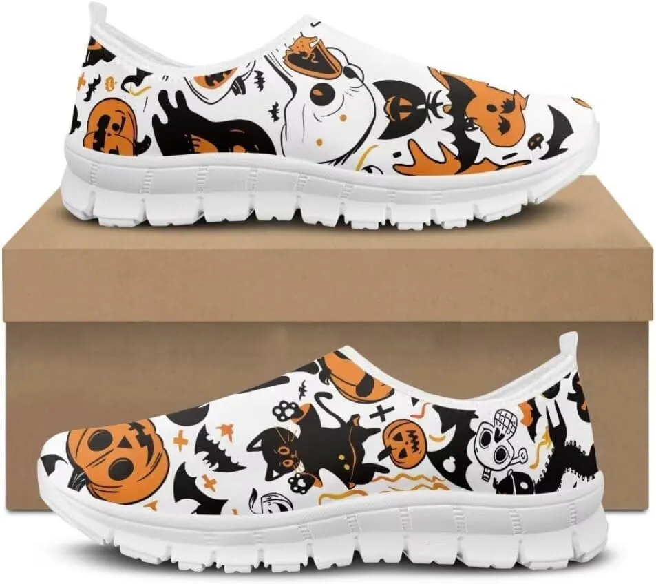 Jeiento Halloween Play Fashion Sneaker for Women Girls Lady Soft Shoes Party Shoes Lightweight/Breathable Walking Shoes Slip-On Loafers