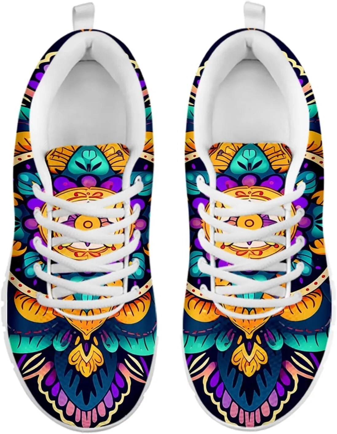 Jeiento Women Trainers Boho Mandala Walking Shoes Fashion Mesh Gym Sports Shoes Sneakers for Women