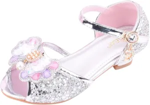 Jelly Sandals for Girls Children Shoes With Diamond Shiny Sandals Princess Shoes Bow High Baby Sandals for Girls Size 5