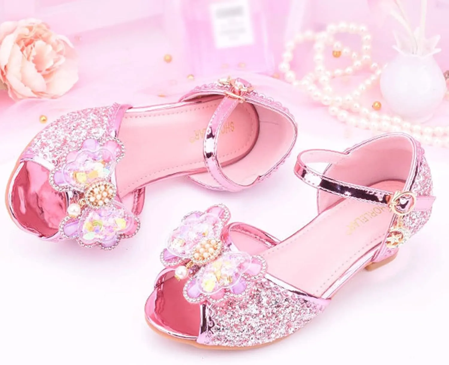 Jelly Sandals for Girls Children Shoes With Diamond Shiny Sandals Princess Shoes Bow High Baby Sandals for Girls Size 5