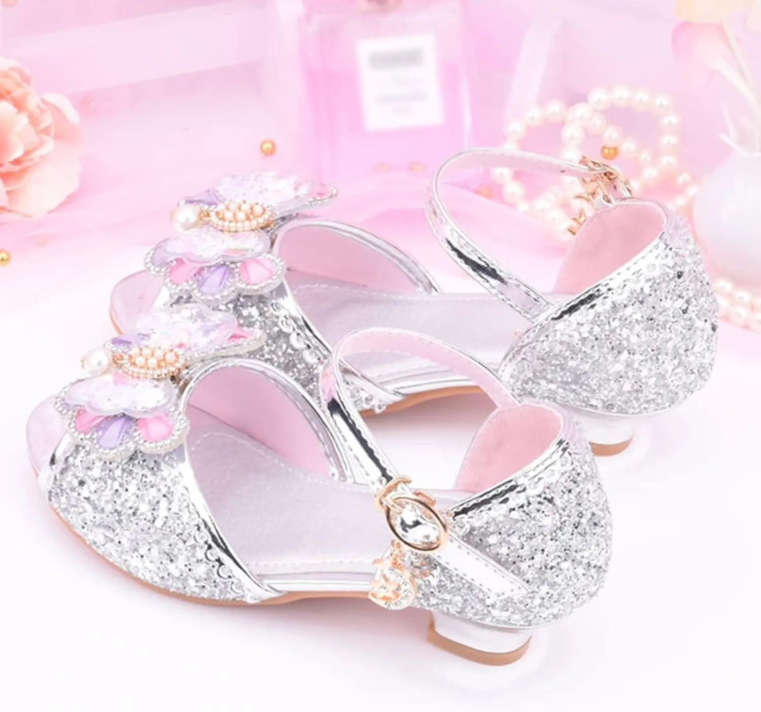 Jelly Sandals for Girls Children Shoes With Diamond Shiny Sandals Princess Shoes Bow High Baby Sandals for Girls Size 5