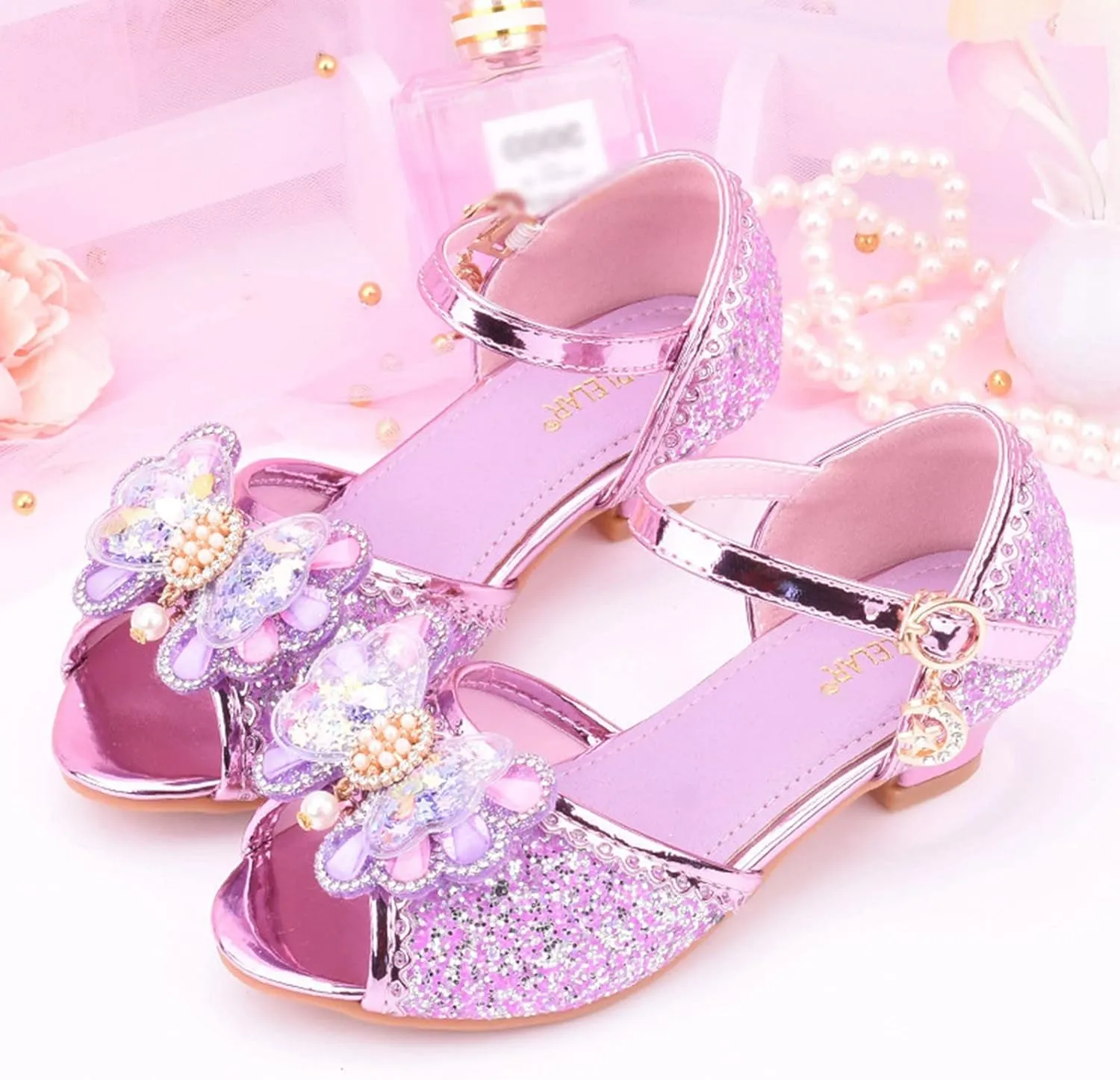 Jelly Sandals for Girls Children Shoes With Diamond Shiny Sandals Princess Shoes Bow High Baby Sandals for Girls Size 5