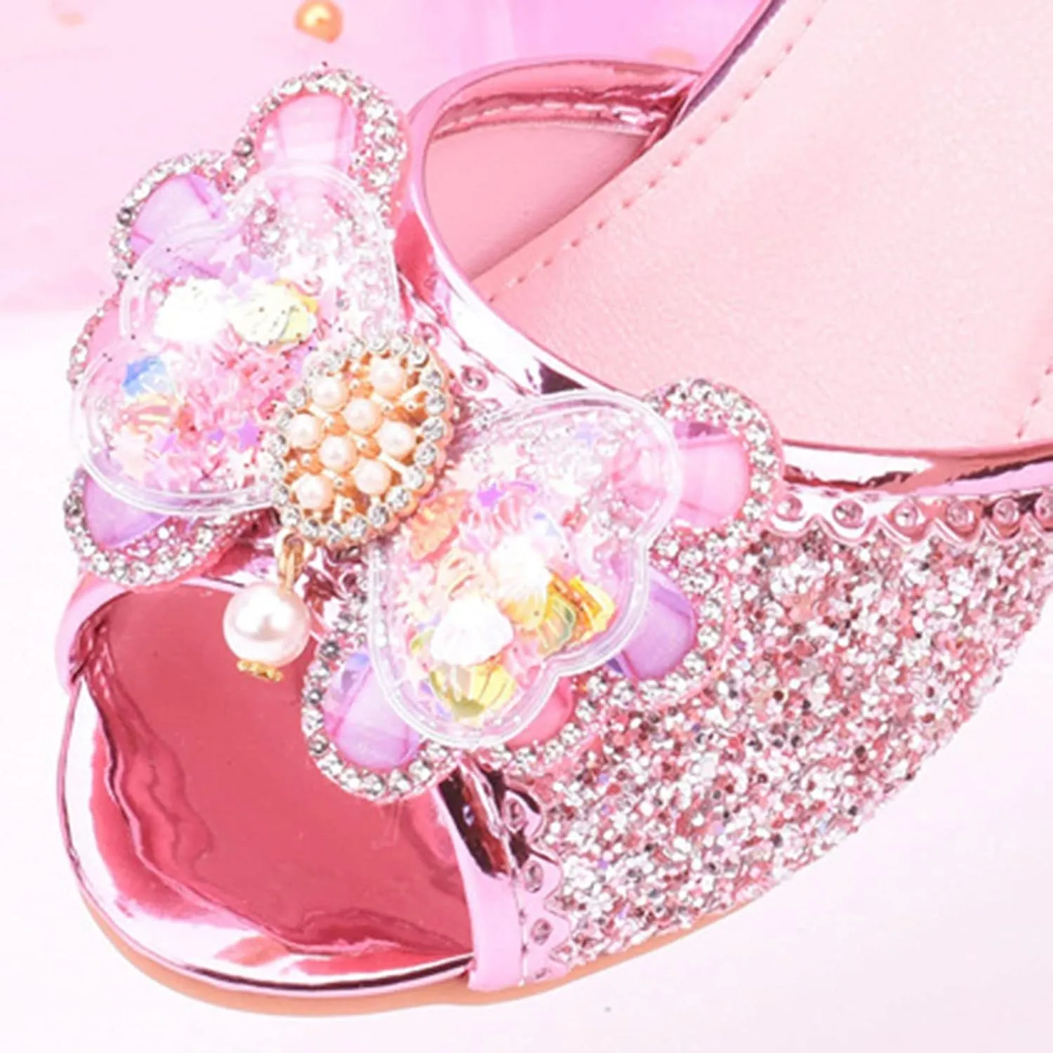 Jelly Sandals for Girls Children Shoes With Diamond Shiny Sandals Princess Shoes Bow High Baby Sandals for Girls Size 5