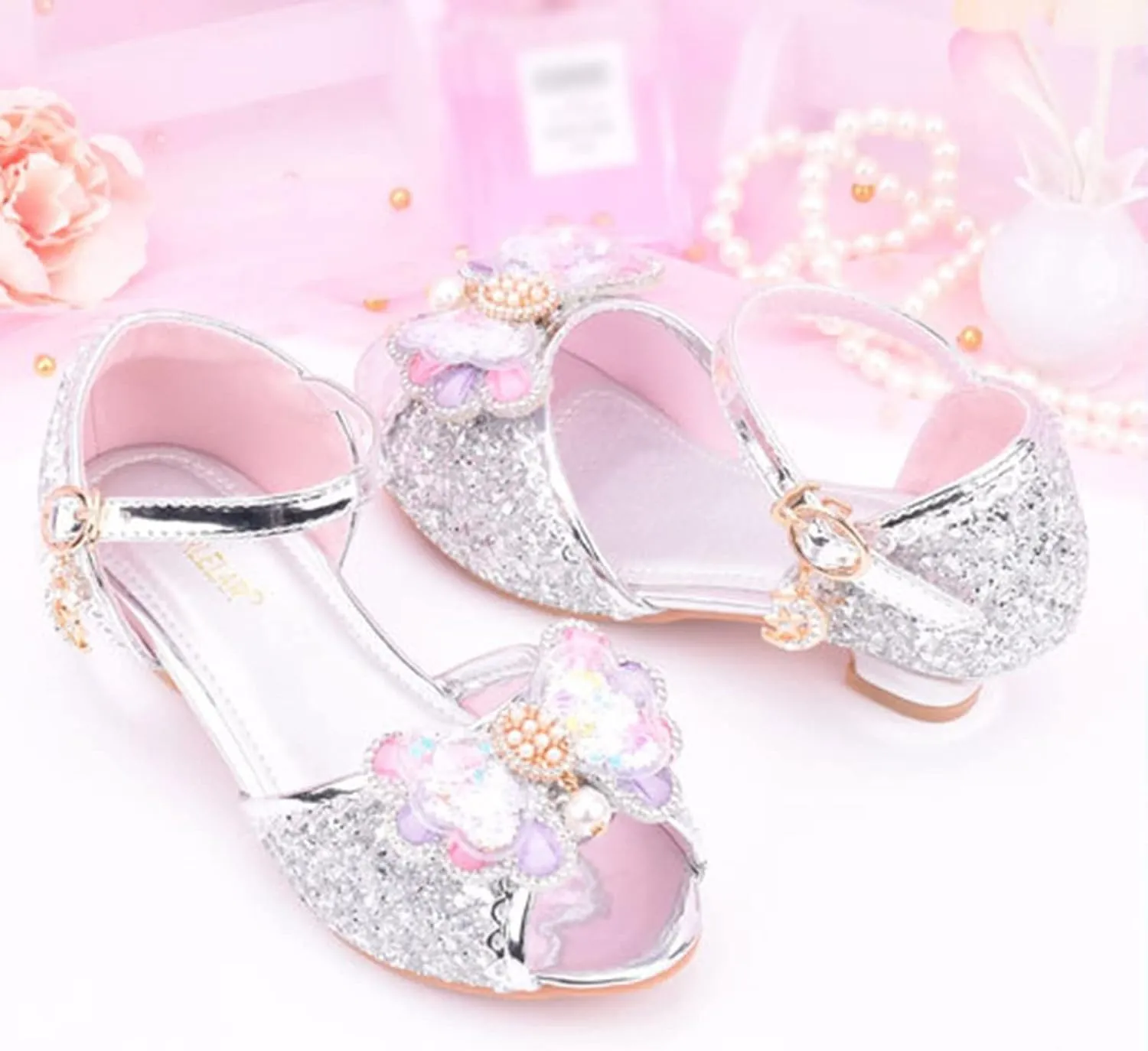 Jelly Sandals for Girls Children Shoes With Diamond Shiny Sandals Princess Shoes Bow High Baby Sandals for Girls Size 5