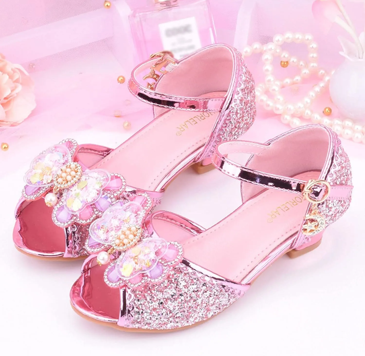 Jelly Sandals for Girls Children Shoes With Diamond Shiny Sandals Princess Shoes Bow High Baby Sandals for Girls Size 5