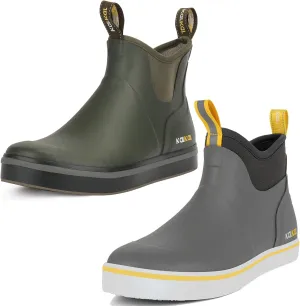 Kalkal Bundle Deck Boots for Men, Waterproof Men's Rain Boots, Saltwater Fishing Booties Rubber Ankle Rain Boots With High Traction (Size 7-14)