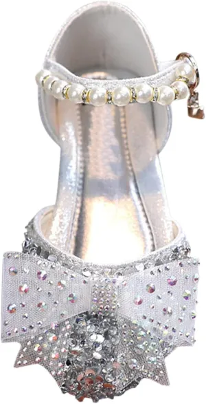 Kids Girls Dress Shoes Glitter Sequins Princess Sandals Low Heels Mary Jane Party Dance Shoes Rhinestone Sandals