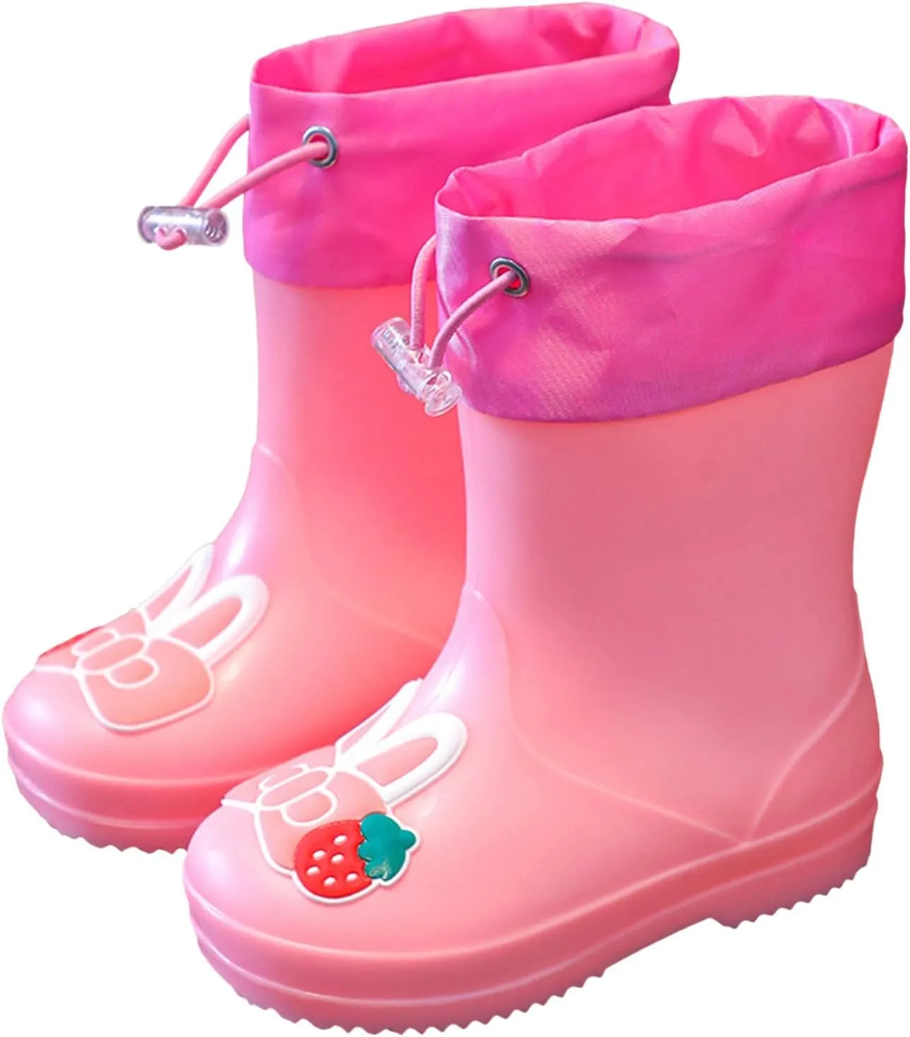 Kids Rain Boots for Girls Boys Waterproo Toddler Cute Cartoon Insulated Rubber boots with Adjustable Closure