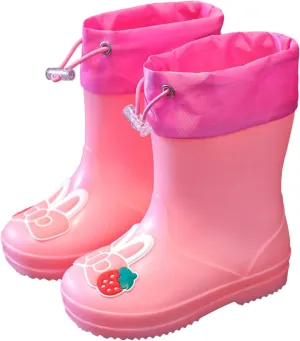 Kids Rain Boots for Girls Boys Waterproo Toddler Cute Cartoon Insulated Rubber boots with Adjustable Closure