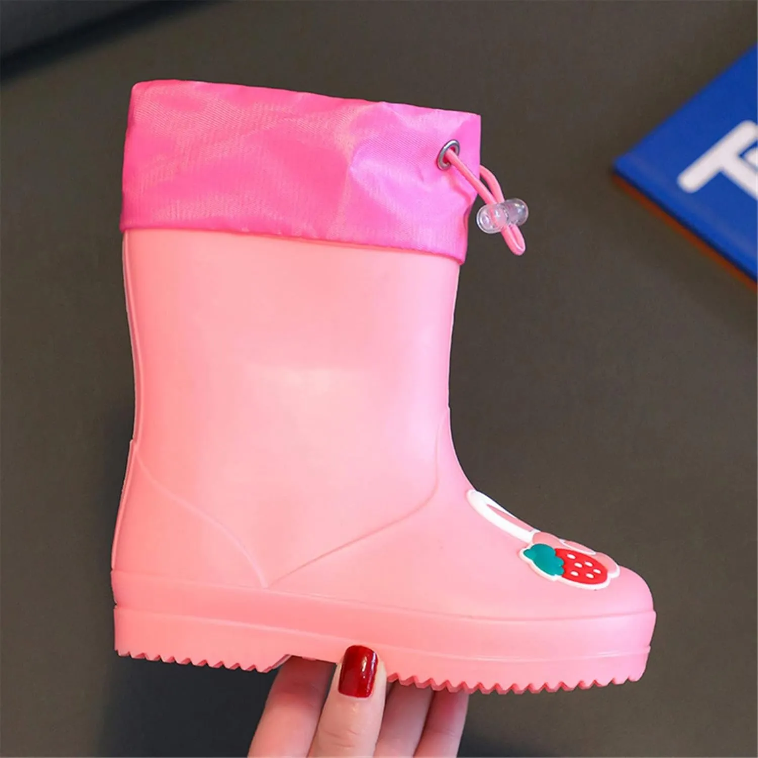 Kids Rain Boots for Girls Boys Waterproo Toddler Cute Cartoon Insulated Rubber boots with Adjustable Closure