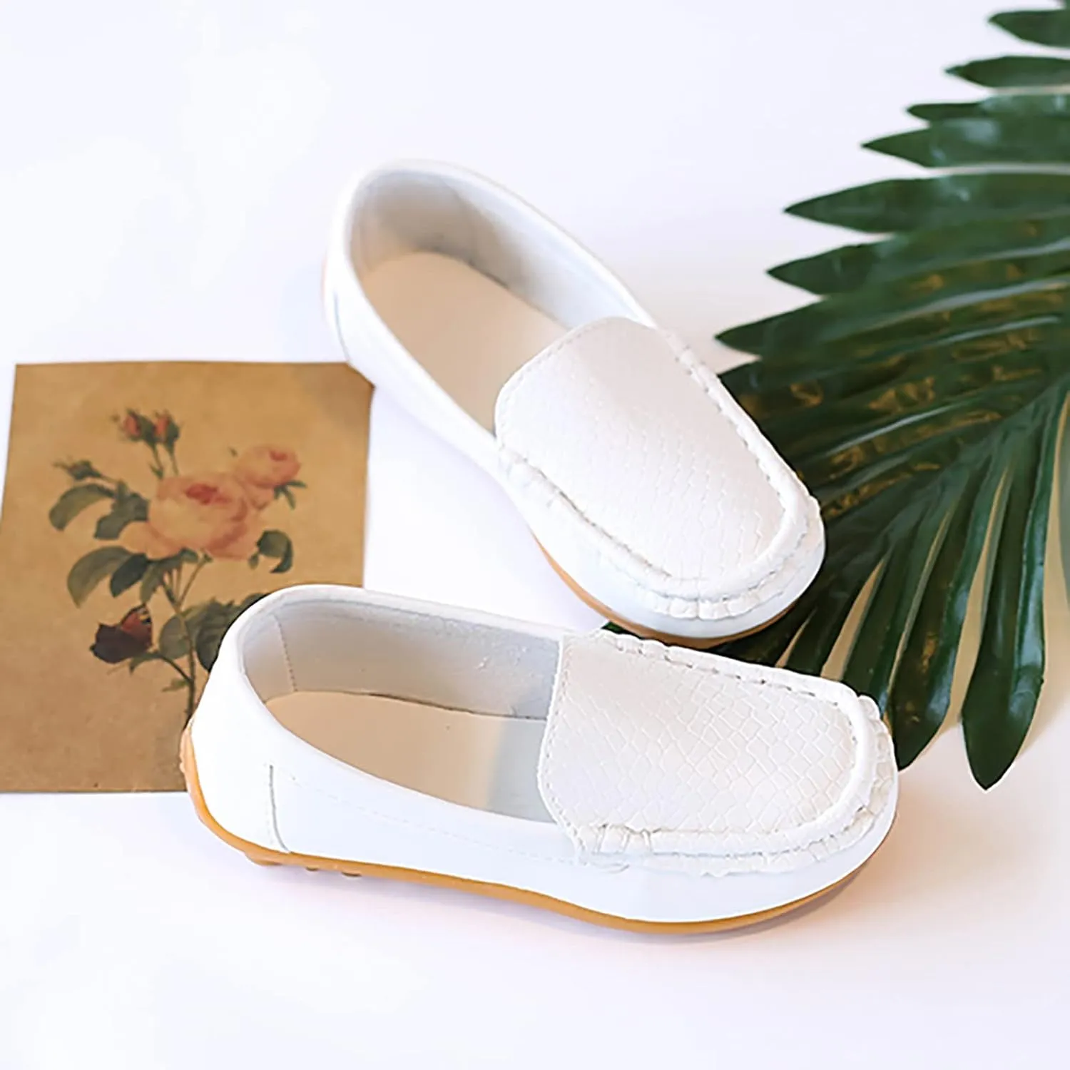 Kids Toddlers Boys Girls Soft Slip On Loafers Slip-On Moccasin Boat Dress Shoes Casual Shoes Formal Leather Flat