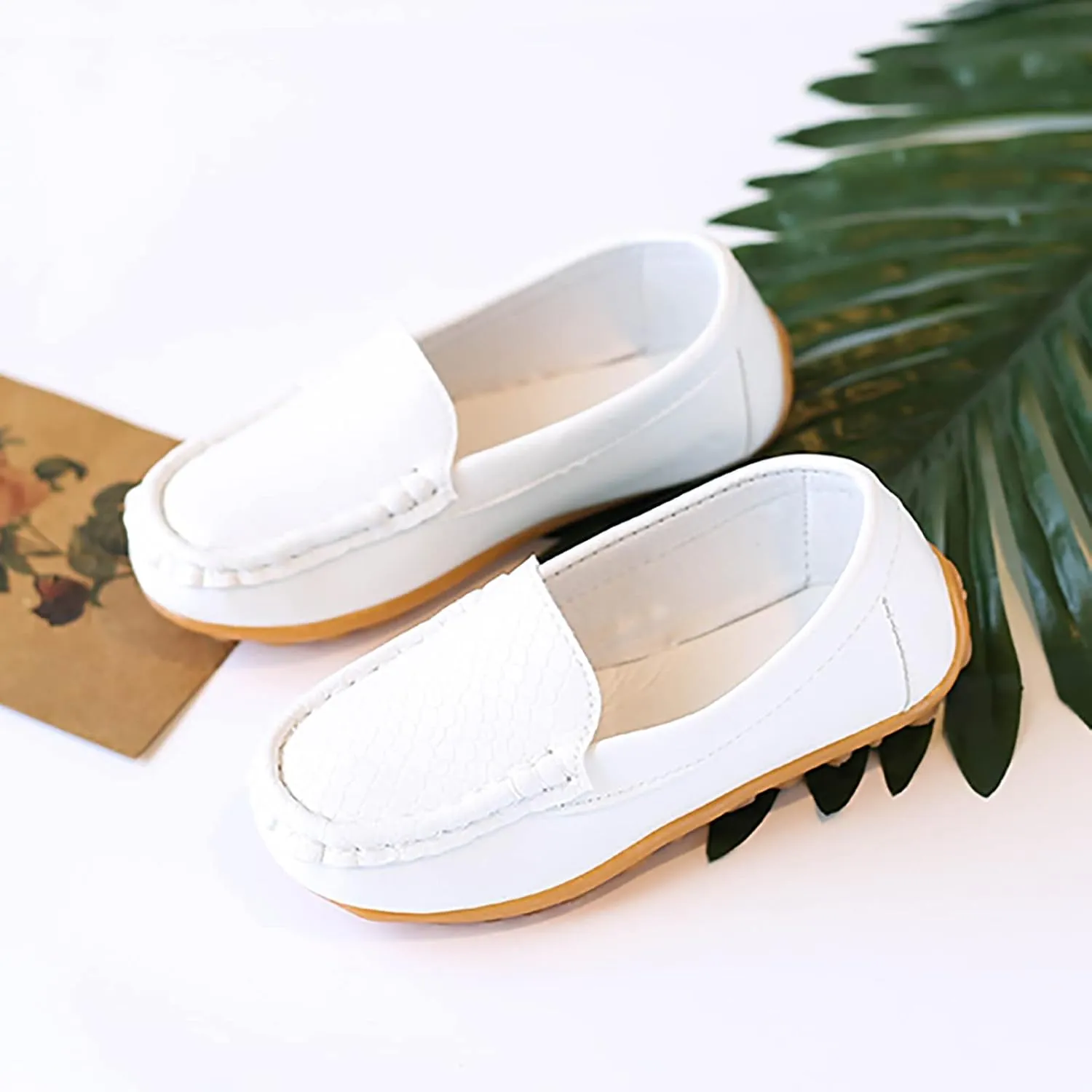 Kids Toddlers Boys Girls Soft Slip On Loafers Slip-On Moccasin Boat Dress Shoes Casual Shoes Formal Leather Flat