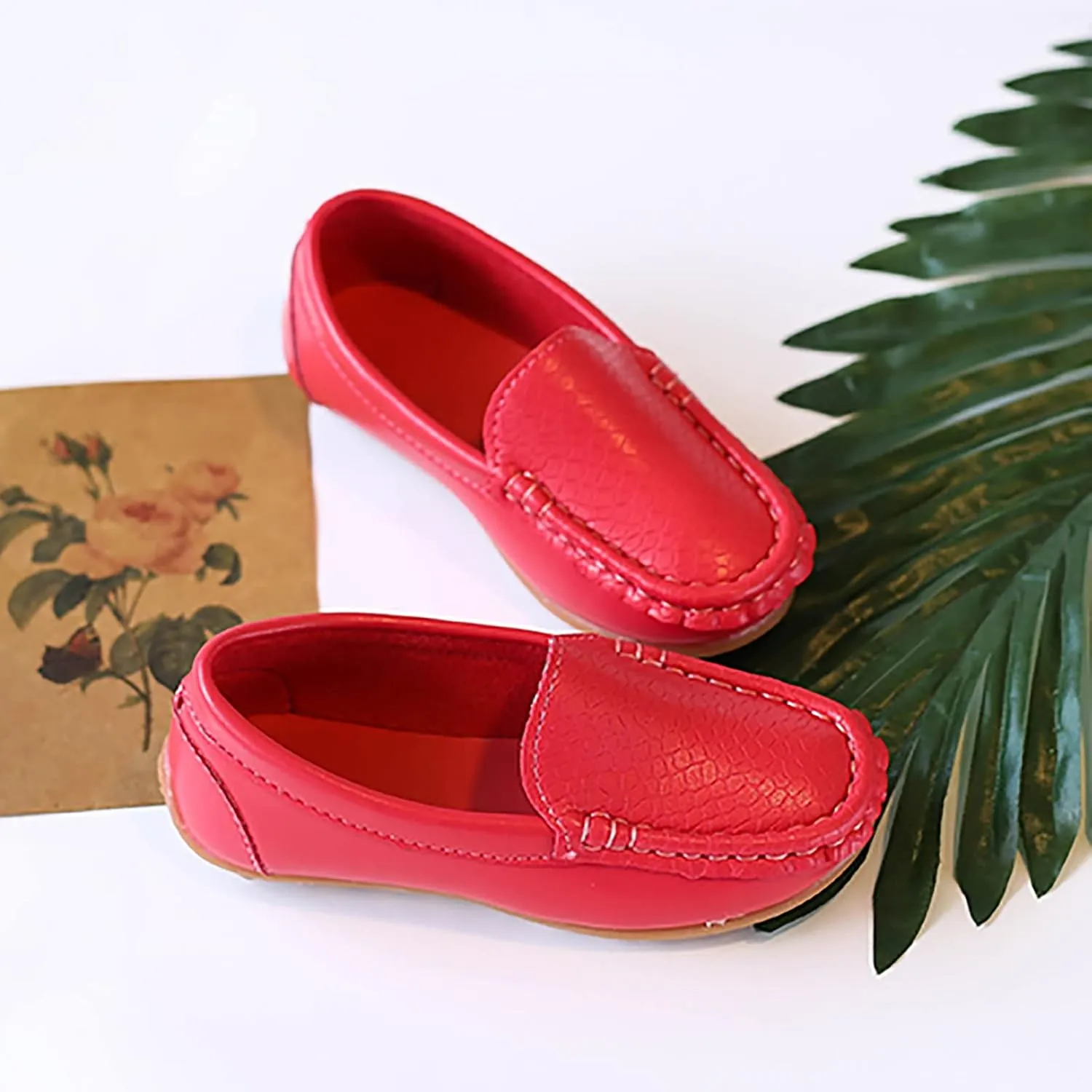 Kids Toddlers Boys Girls Soft Slip On Loafers Slip-On Moccasin Boat Dress Shoes Casual Shoes Formal Leather Flat