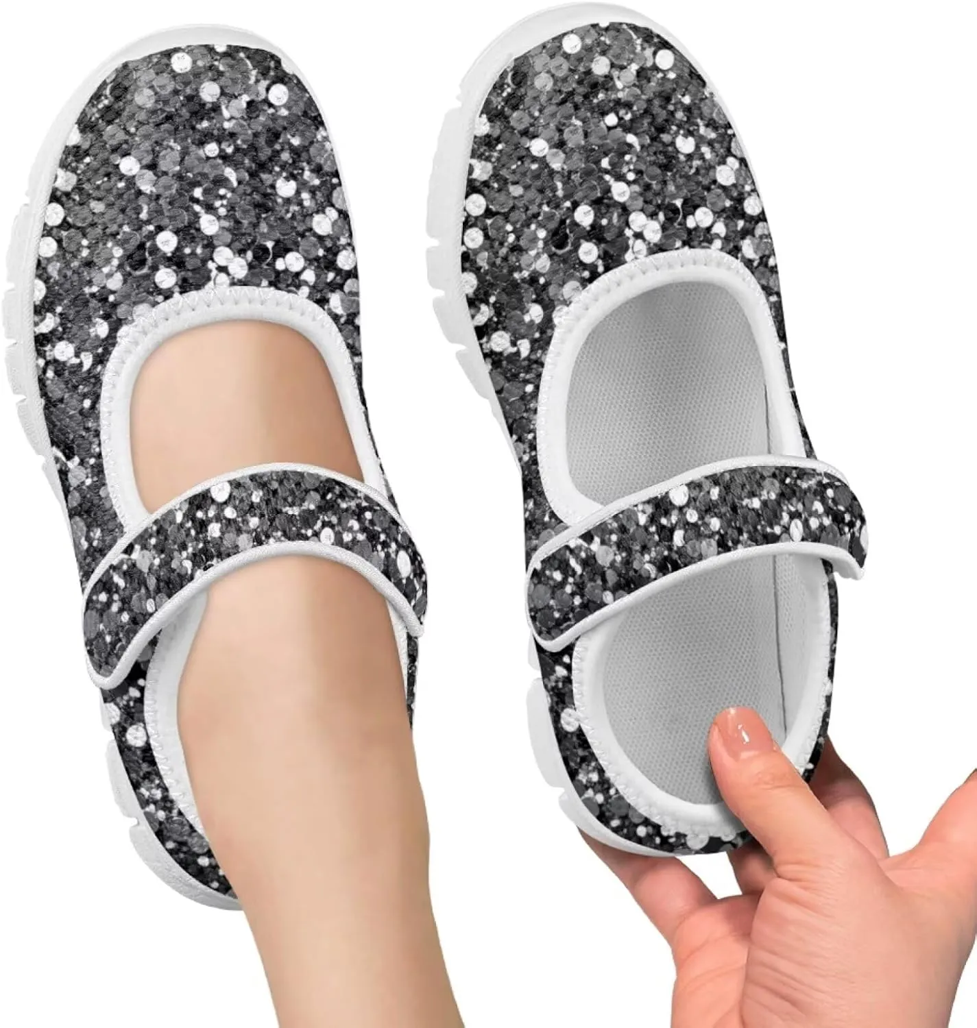 Little Kids Glitter Mary Jane Shoes for Girls Ballerina Ballet Flats Wedding Dance Birthday Shoes