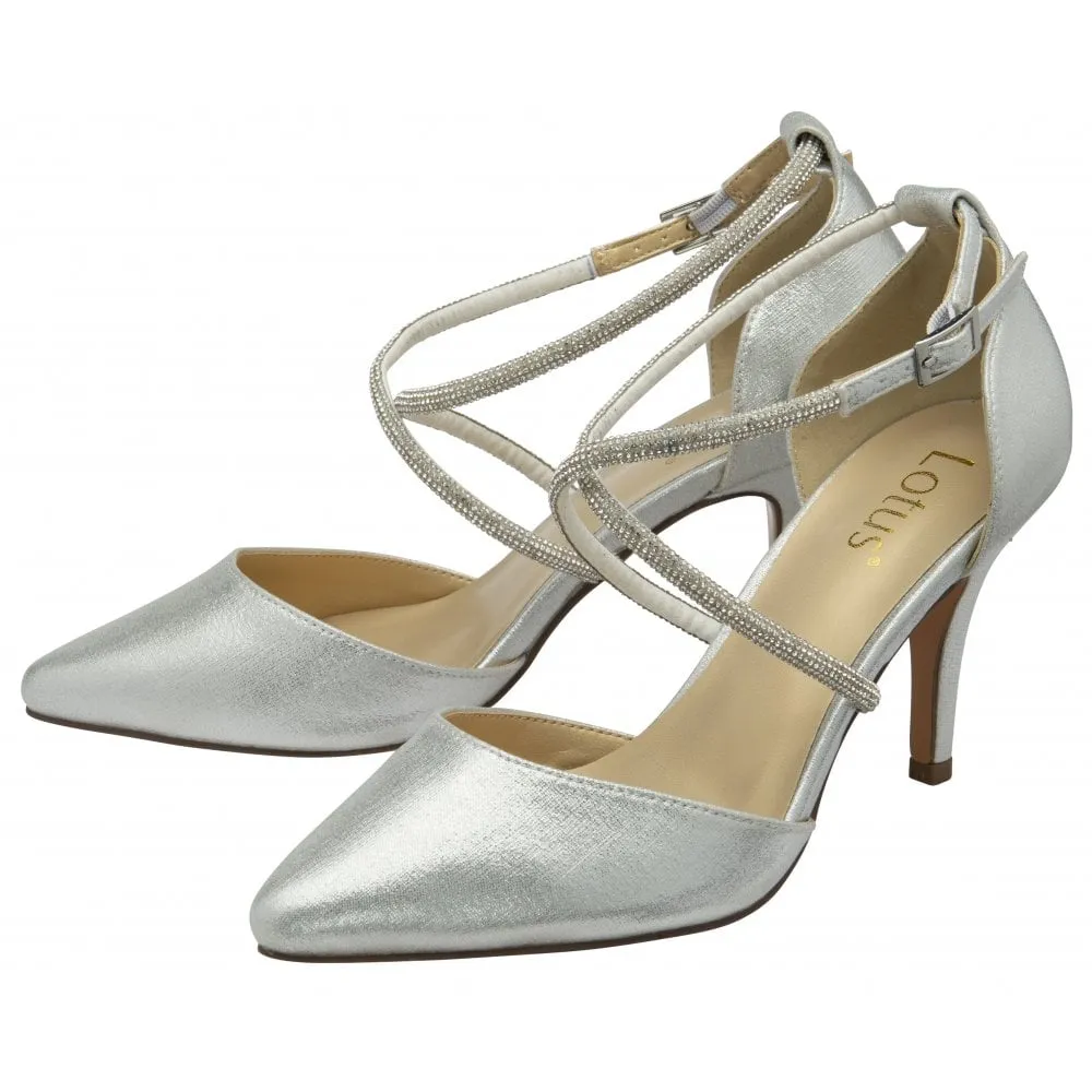 Lotus Occasion Wear court shoe Elissa ULS563 stiletto heel SILVER ELISSA