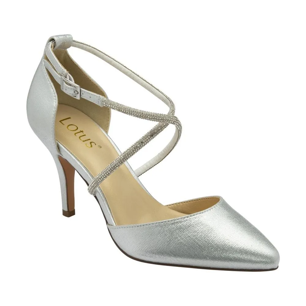 Lotus Occasion Wear court shoe Elissa ULS563 stiletto heel SILVER ELISSA