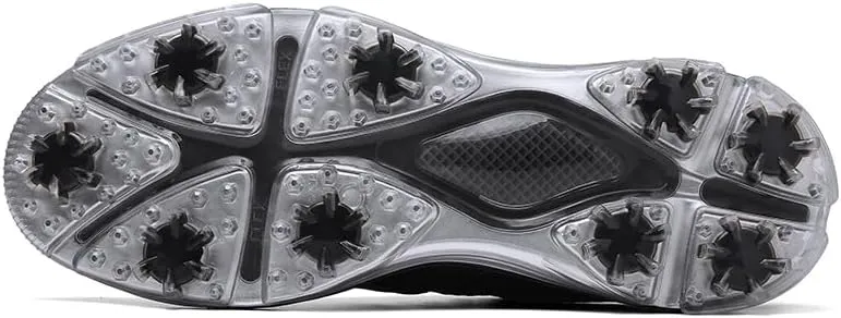 Men Water-Resistant Golf Shoes Non-Slip Outdoor 9 Spikes Golf Trainers Casual Spiked Walking Footwear