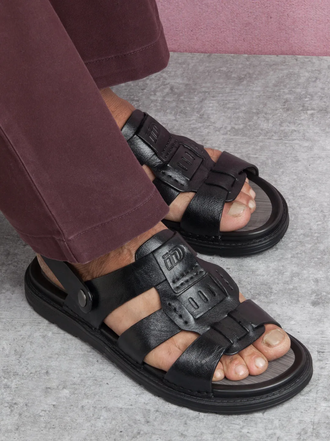 Men's Black Sandal (ID4242)