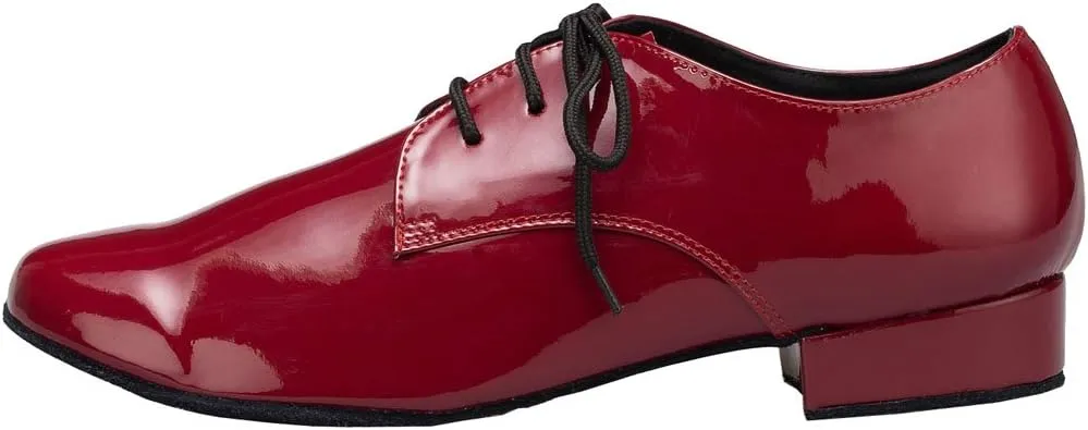 Mens Soft Leather Jazz Shoes Modern Latin Lace-up Closed Toe 4CM Standard Dance Shoes