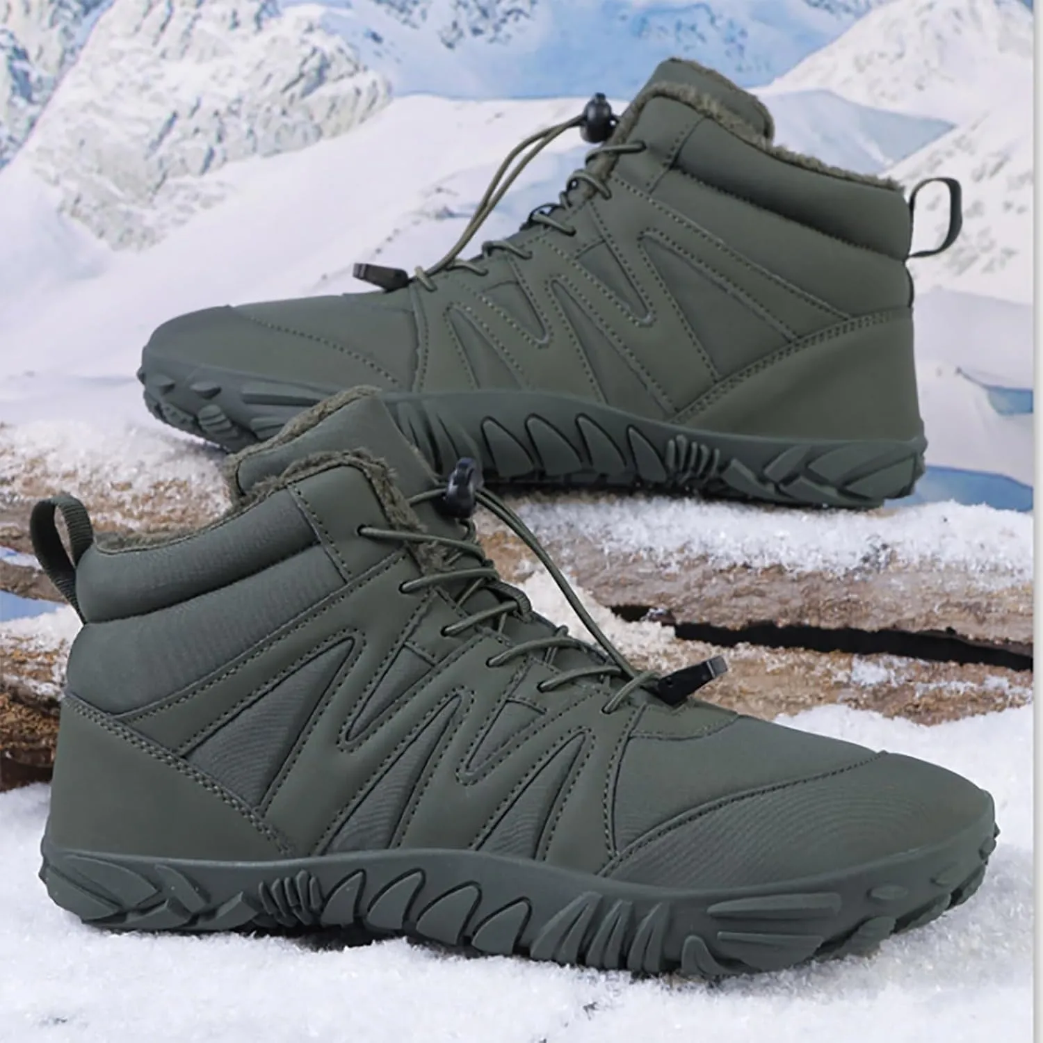 Mens Work Boots Soft Toe Hiking Sneakers Shoes Warm Fur Lined Women's Workout Shoes Nonslip Lightweight Outdoor Botas Mid Ankle Work Casual Hike Grounded Footwear