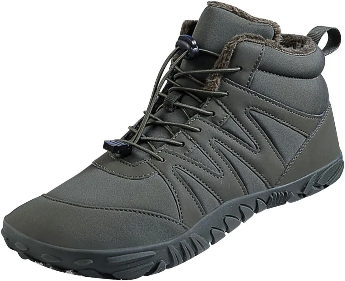 Mens Work Boots Soft Toe Hiking Sneakers Shoes Warm Fur Lined Women's Workout Shoes Nonslip Lightweight Outdoor Botas Mid Ankle Work Casual Hike Grounded Footwear