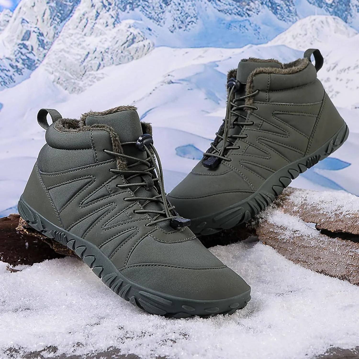 Mens Work Boots Soft Toe Hiking Sneakers Shoes Warm Fur Lined Women's Workout Shoes Nonslip Lightweight Outdoor Botas Mid Ankle Work Casual Hike Grounded Footwear