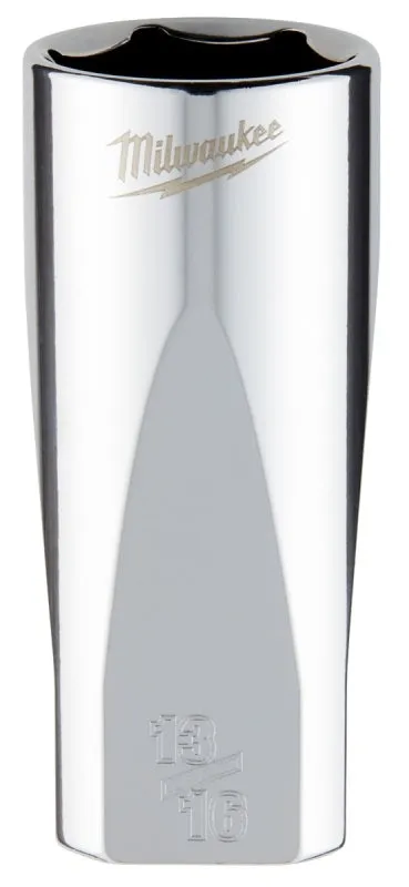 Milwaukee 45-34-9074 Socket, 13/16 in Socket, 3/8 in Drive, 6-Point, Chrome Vanadium Steel, Chrome :CD: QUANTITY: 1