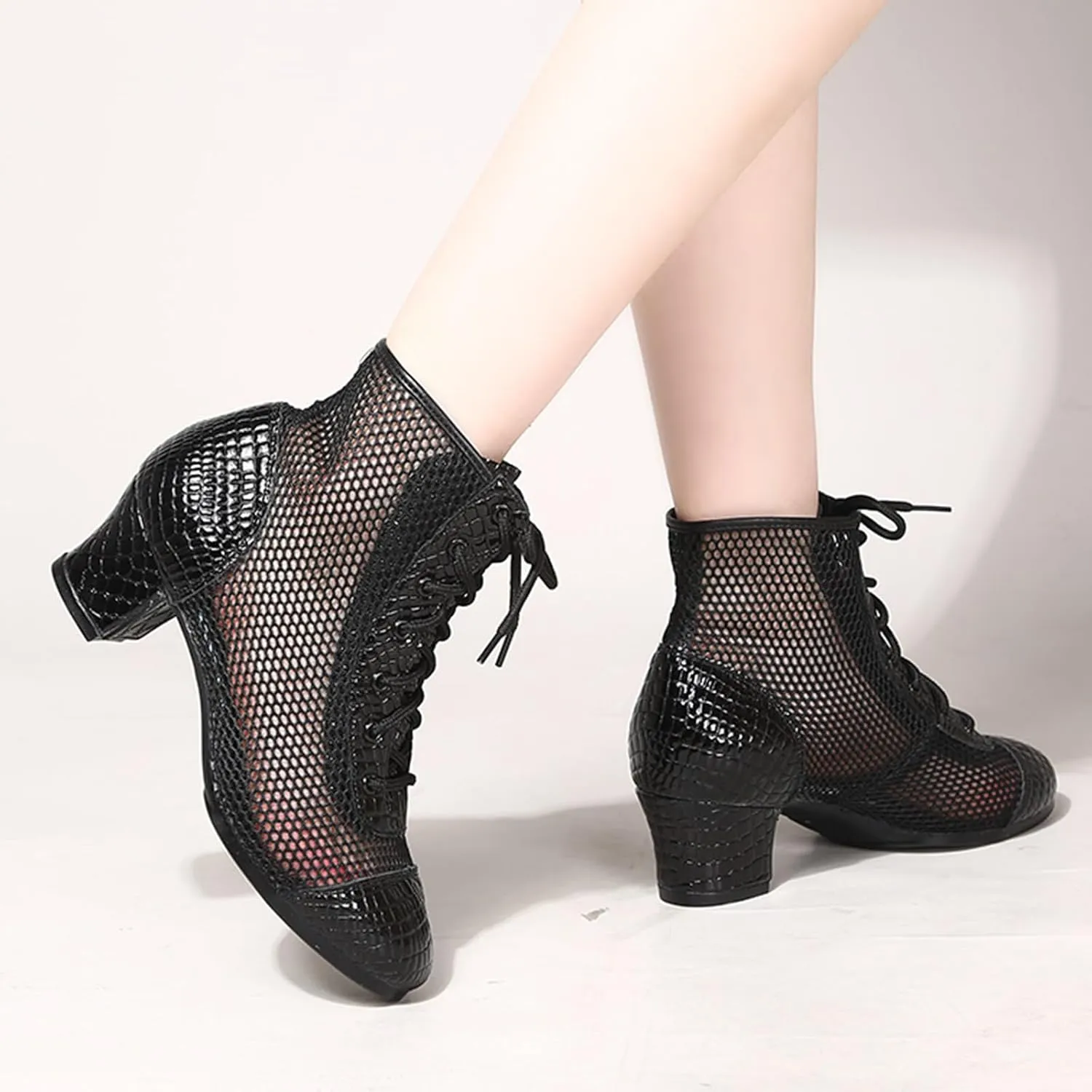 ONAIC Women's Standard Ballroom Latin Dance Shoes 5CM Heel Lace-Up Salsa Tango Modern Training Shoes