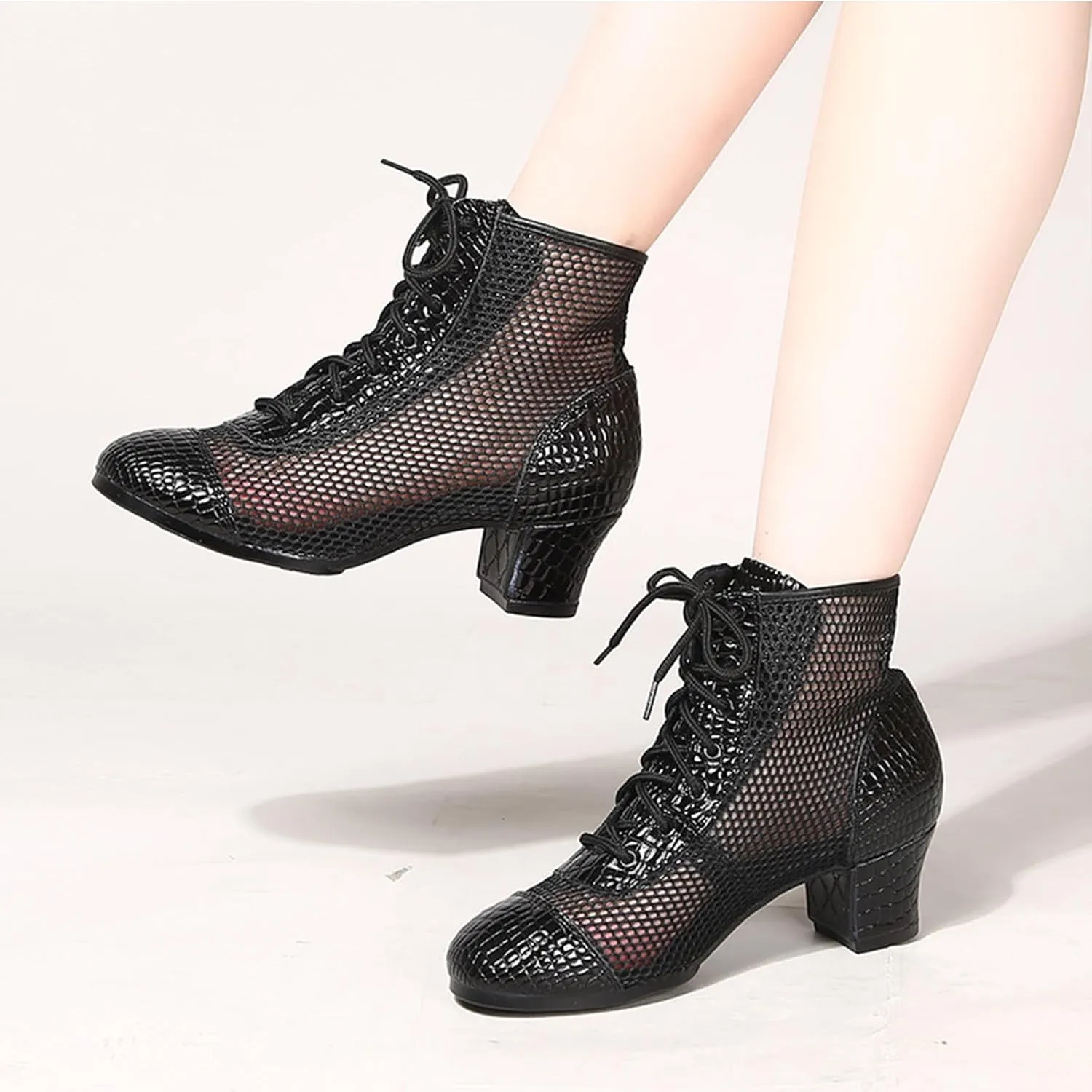 ONAIC Women's Standard Ballroom Latin Dance Shoes 5CM Heel Lace-Up Salsa Tango Modern Training Shoes