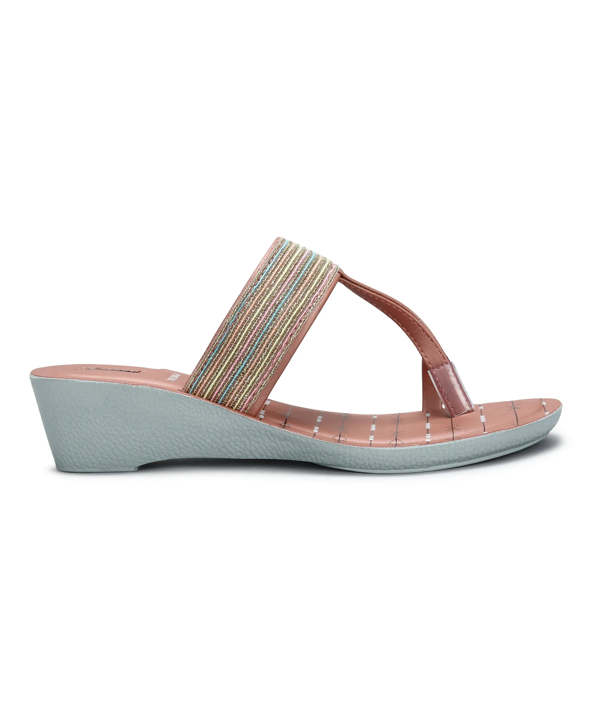 Paragon Women's Peach Wedge Sandals with Cushioned Sole and Sturdy Construction for Everyday Use
