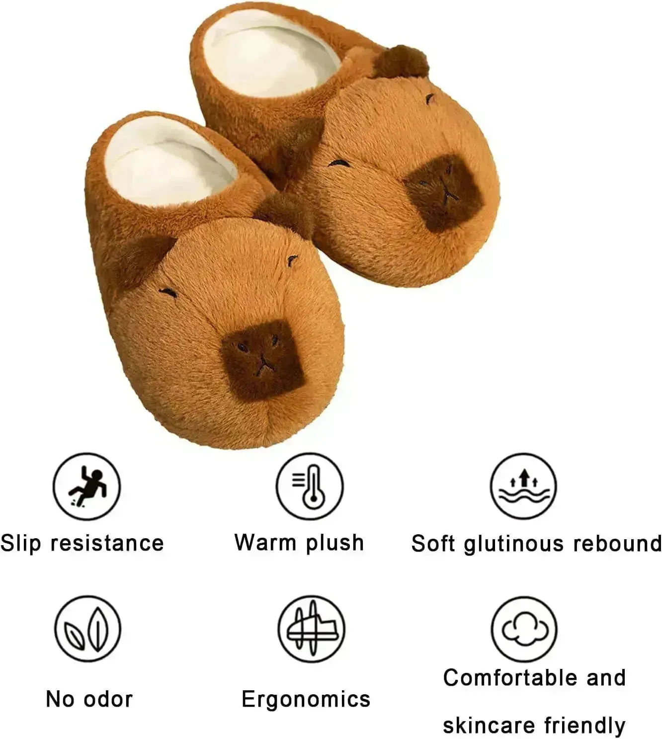 Plush Capybara Indoor Slippers