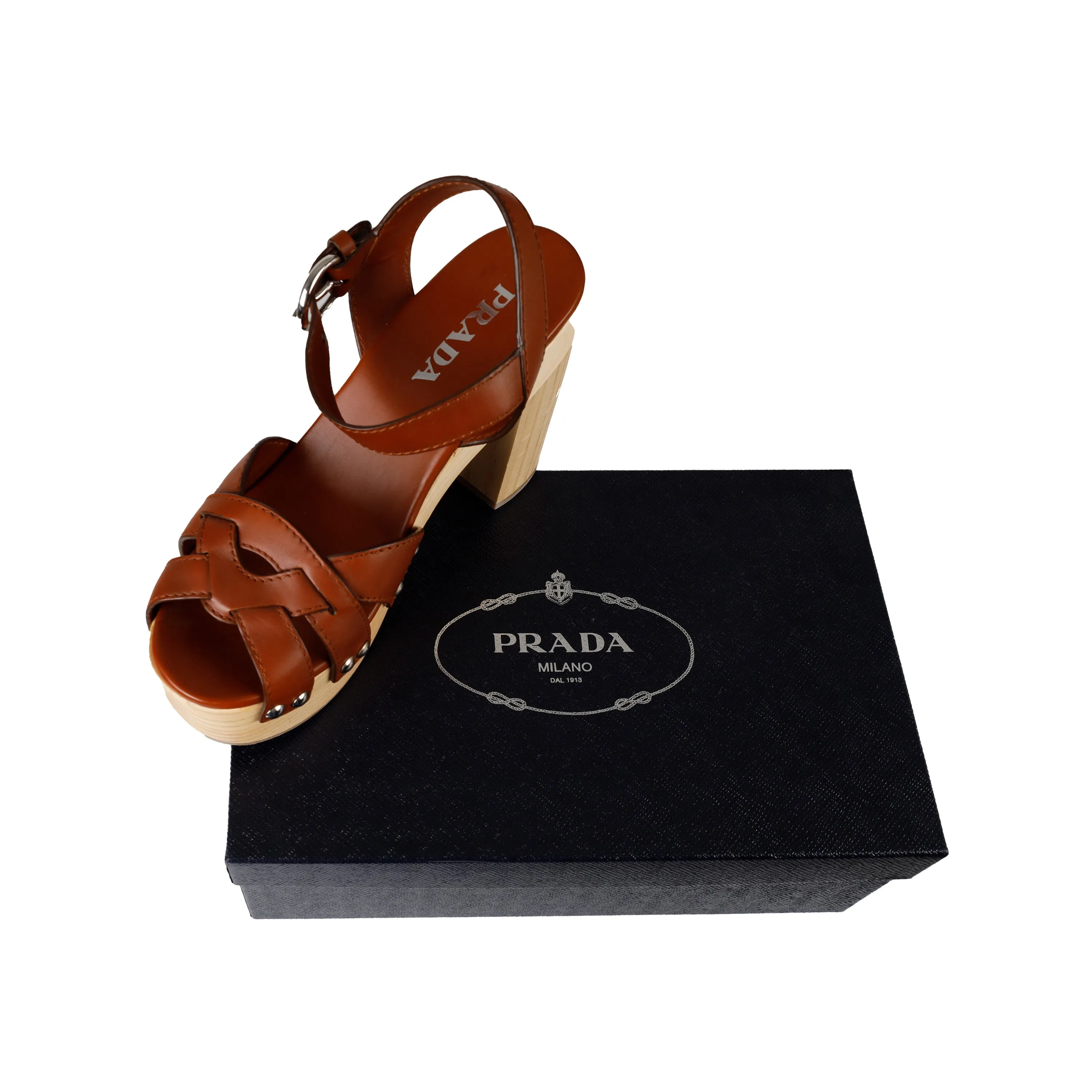 Prada Wooden Platform Sandals - '10s