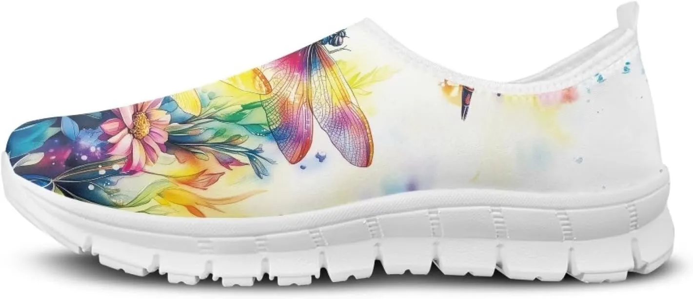 Pxjivorg Women's Art Pattern Slip-On Sneakers Casual Low-Top Flat Dress Shoes Soft Shoes Ladies Non-Slip Workout Holiday Shoe US Size 5.5-11.5