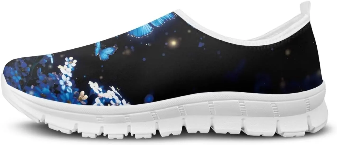 Pxjivorg Women's Art Pattern Slip-On Sneakers Casual Low-Top Flat Dress Shoes Soft Shoes Ladies Non-Slip Workout Holiday Shoe US Size 5.5-11.5