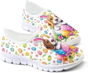 Pxjivorg Women's Art Pattern Slip-On Sneakers Casual Low-Top Flat Dress Shoes Soft Shoes Ladies Non-Slip Workout Holiday Shoe US Size 5.5-11.5