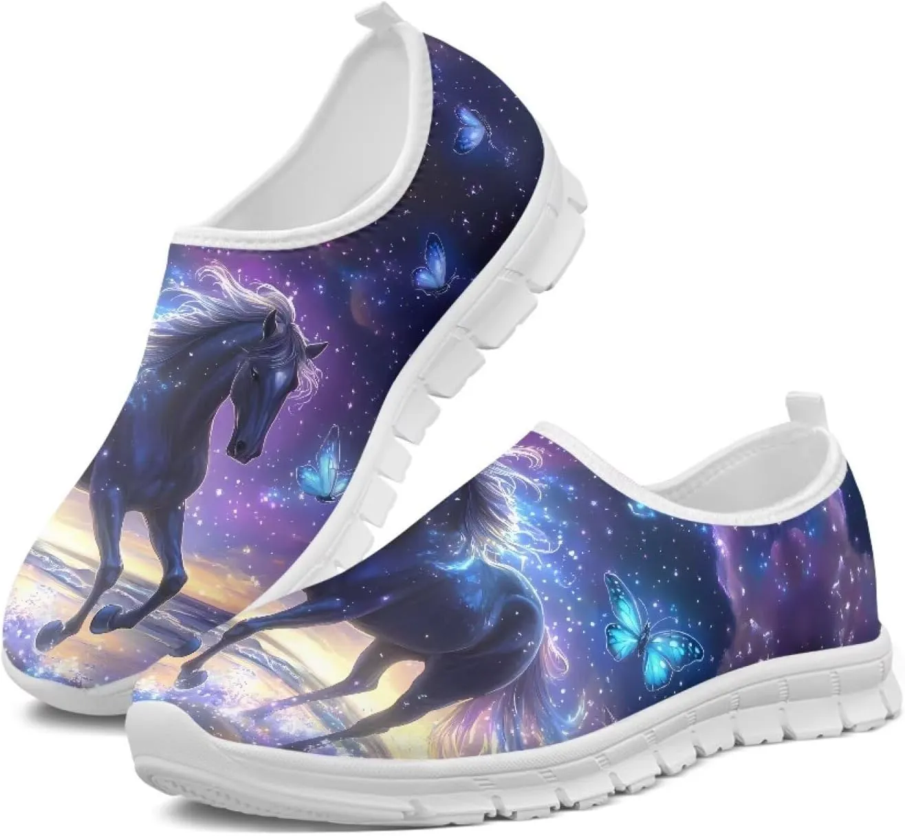 Pxjivorg Women's Art Pattern Slip-On Sneakers Casual Low-Top Flat Dress Shoes Soft Shoes Ladies Non-Slip Workout Holiday Shoe US Size 5.5-11.5