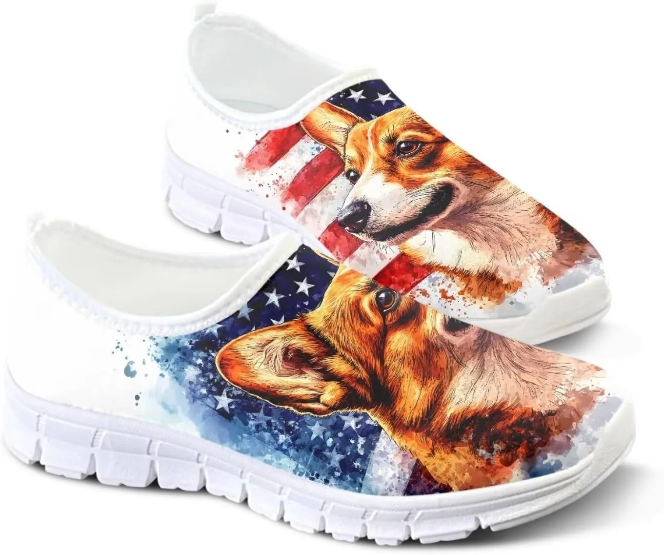 Pxjivorg Women's Art Pattern Slip-On Sneakers Casual Low-Top Flat Dress Shoes Soft Shoes Ladies Non-Slip Workout Holiday Shoe US Size 5.5-11.5