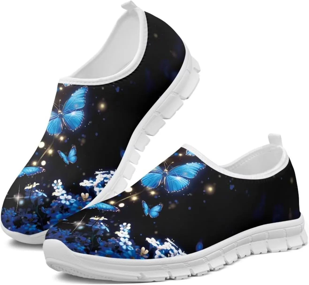 Pxjivorg Women's Art Pattern Slip-On Sneakers Casual Low-Top Flat Dress Shoes Soft Shoes Ladies Non-Slip Workout Holiday Shoe US Size 5.5-11.5