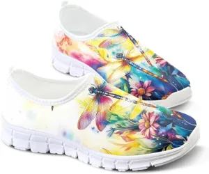 Pxjivorg Women's Art Pattern Slip-On Sneakers Casual Low-Top Flat Dress Shoes Soft Shoes Ladies Non-Slip Workout Holiday Shoe US Size 5.5-11.5