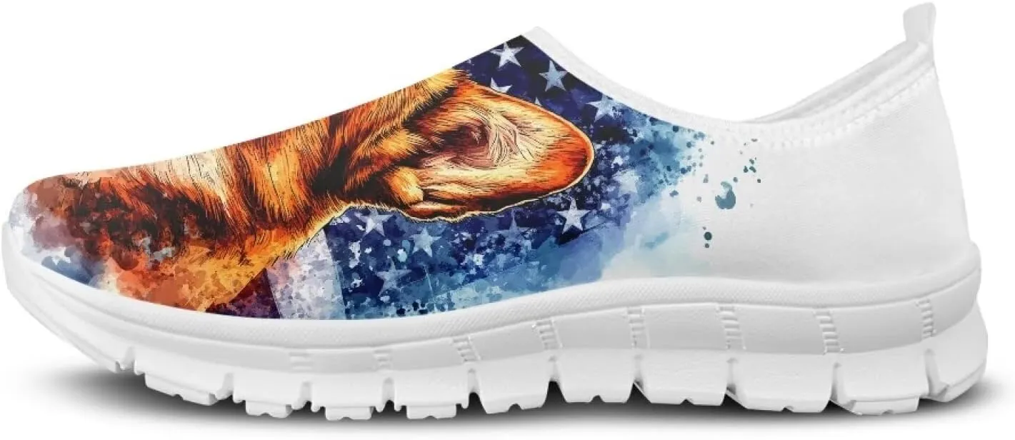 Pxjivorg Women's Art Pattern Slip-On Sneakers Casual Low-Top Flat Dress Shoes Soft Shoes Ladies Non-Slip Workout Holiday Shoe US Size 5.5-11.5