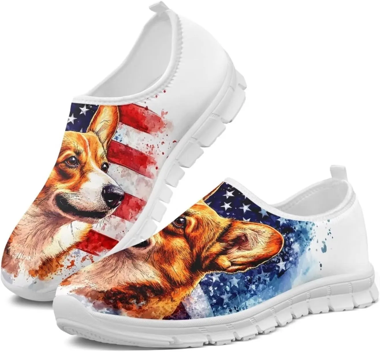 Pxjivorg Women's Art Pattern Slip-On Sneakers Casual Low-Top Flat Dress Shoes Soft Shoes Ladies Non-Slip Workout Holiday Shoe US Size 5.5-11.5