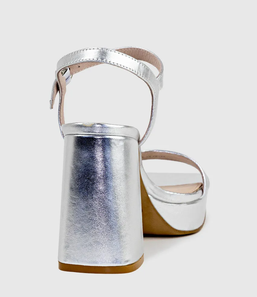 RIALTO95 Banded Strap Platform Sandal in Silver