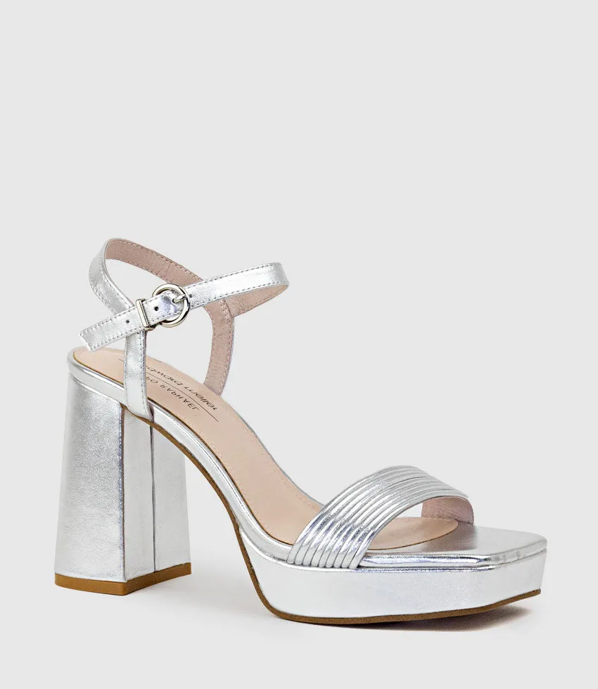 RIALTO95 Banded Strap Platform Sandal in Silver