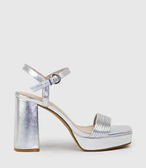 RIALTO95 Banded Strap Platform Sandal in Silver
