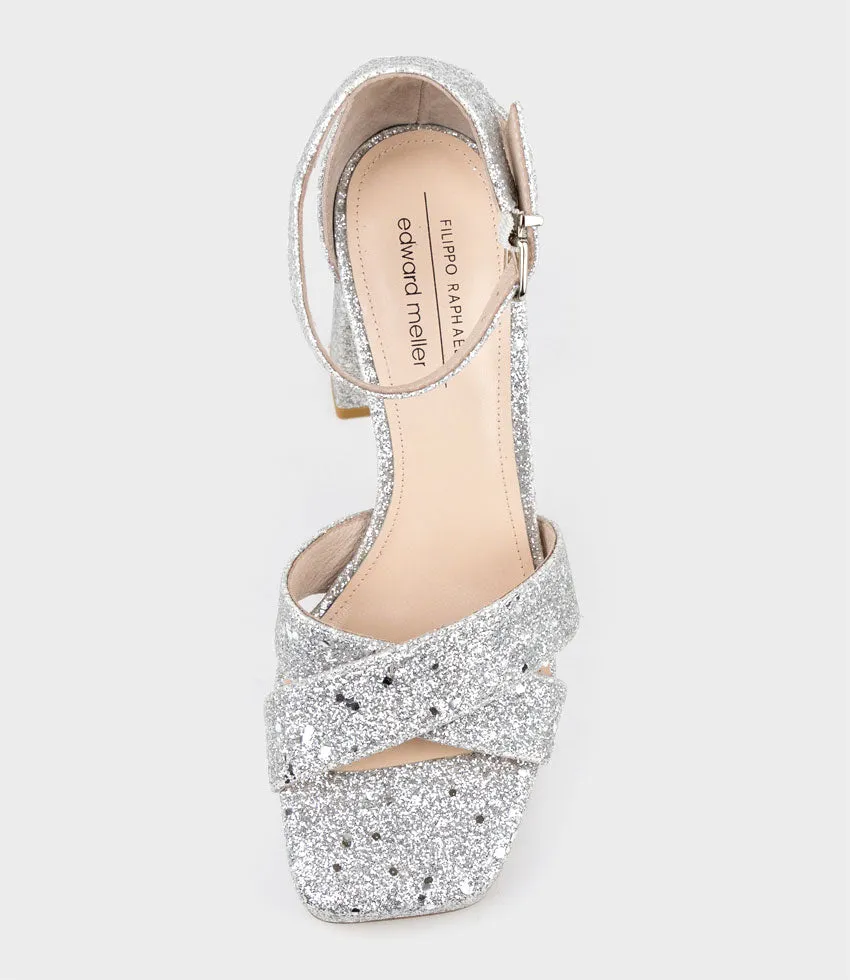RICHIE95 Crossover Platform Sandal in Silver Sparkle