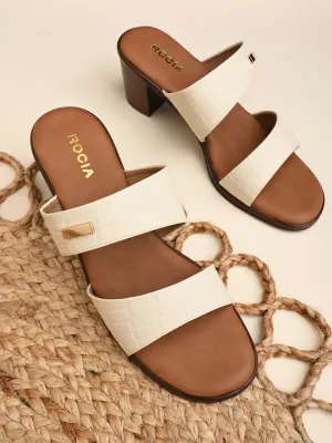 Rocia By Regal Beige Women Textured Block Heel Sandals