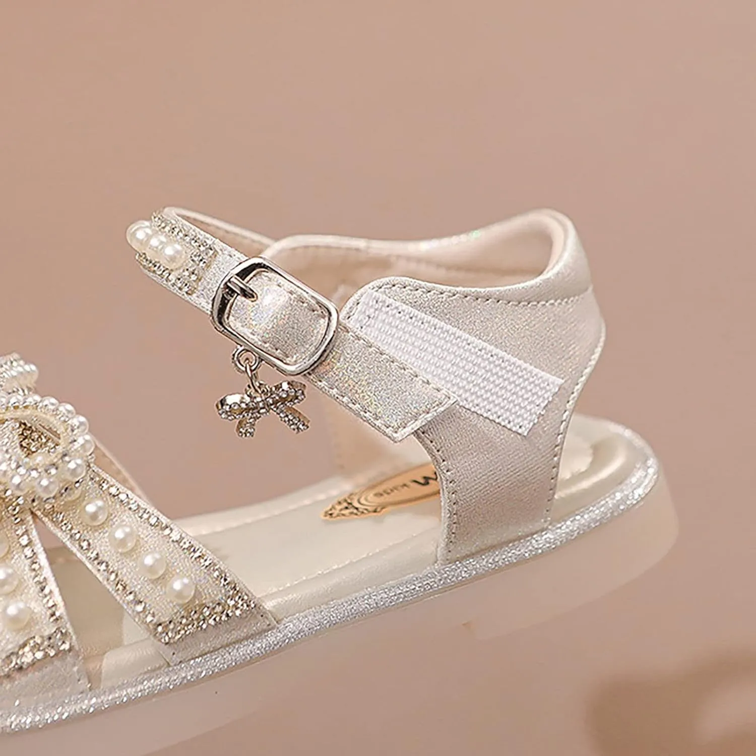 Rose Jelly Sandals Kids Baby Summer Girls Closed Toe Sandals Pearl Glitter Diamond Crystal Bow Heels Sandals for Girls