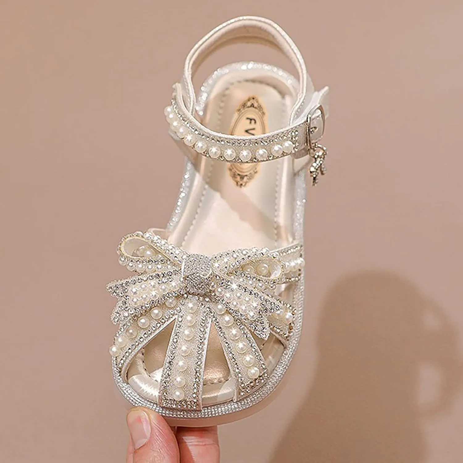 Rose Jelly Sandals Kids Baby Summer Girls Closed Toe Sandals Pearl Glitter Diamond Crystal Bow Heels Sandals for Girls
