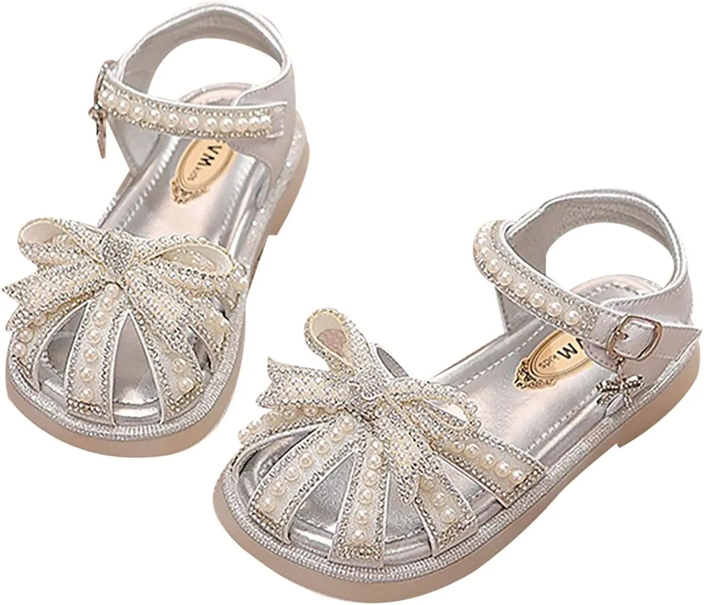 Rose Jelly Sandals Kids Baby Summer Girls Closed Toe Sandals Pearl Glitter Diamond Crystal Bow Heels Sandals for Girls